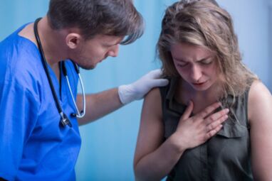 The patient complains of severe chest discomfort